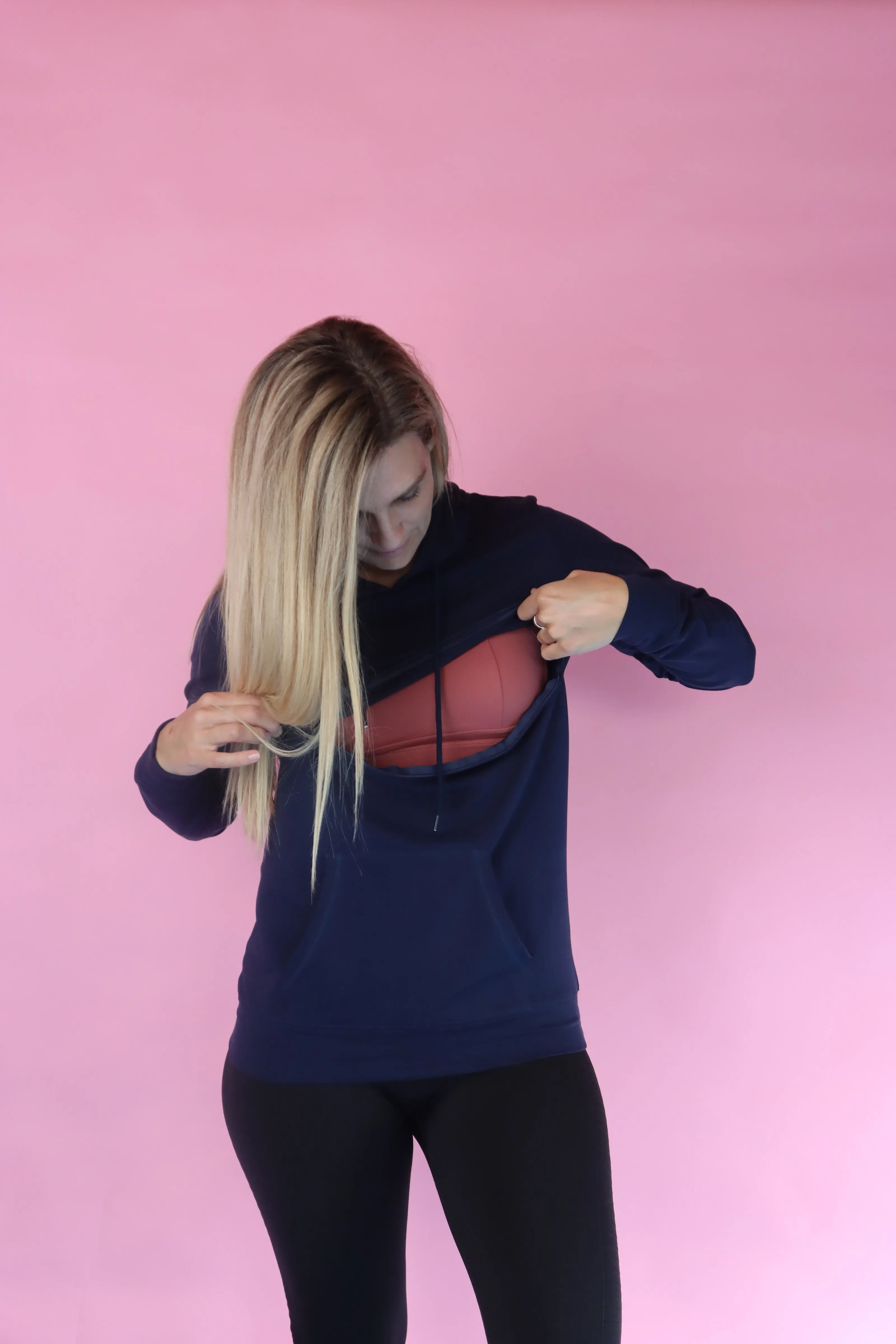 ** CLEARANCE ** Breastfeeding Hoodie - Casual Hoodie Navy