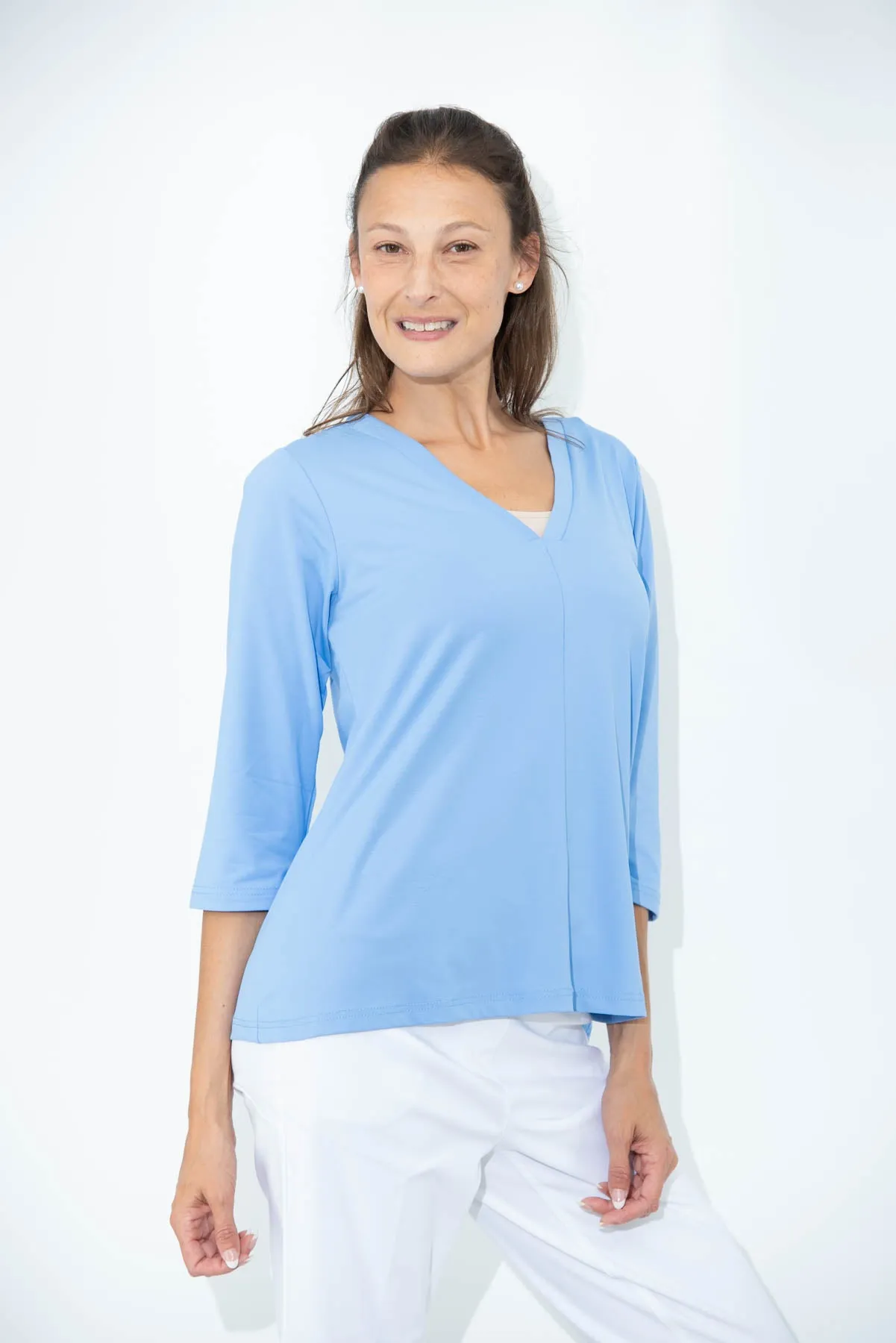 001- LuLu B Periwinkle "V" Neck Top
