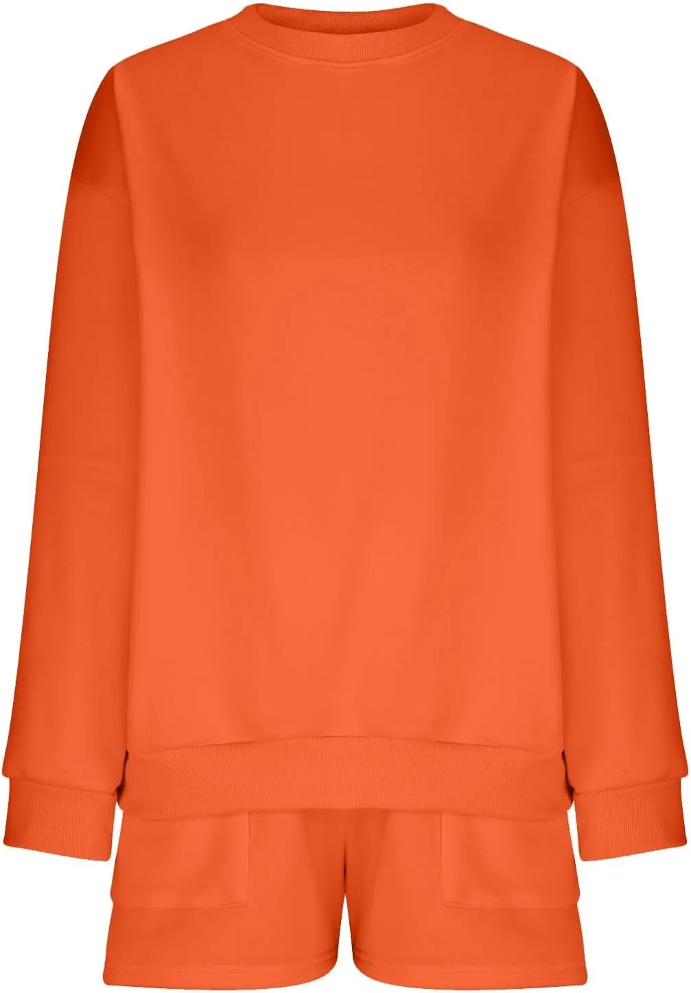 2 Piece Outfits Sweatsuit For Women Oversized Crewneck Sweatshirt & Lounge Shorts Set 2023 Fall Fashion Tracksuit