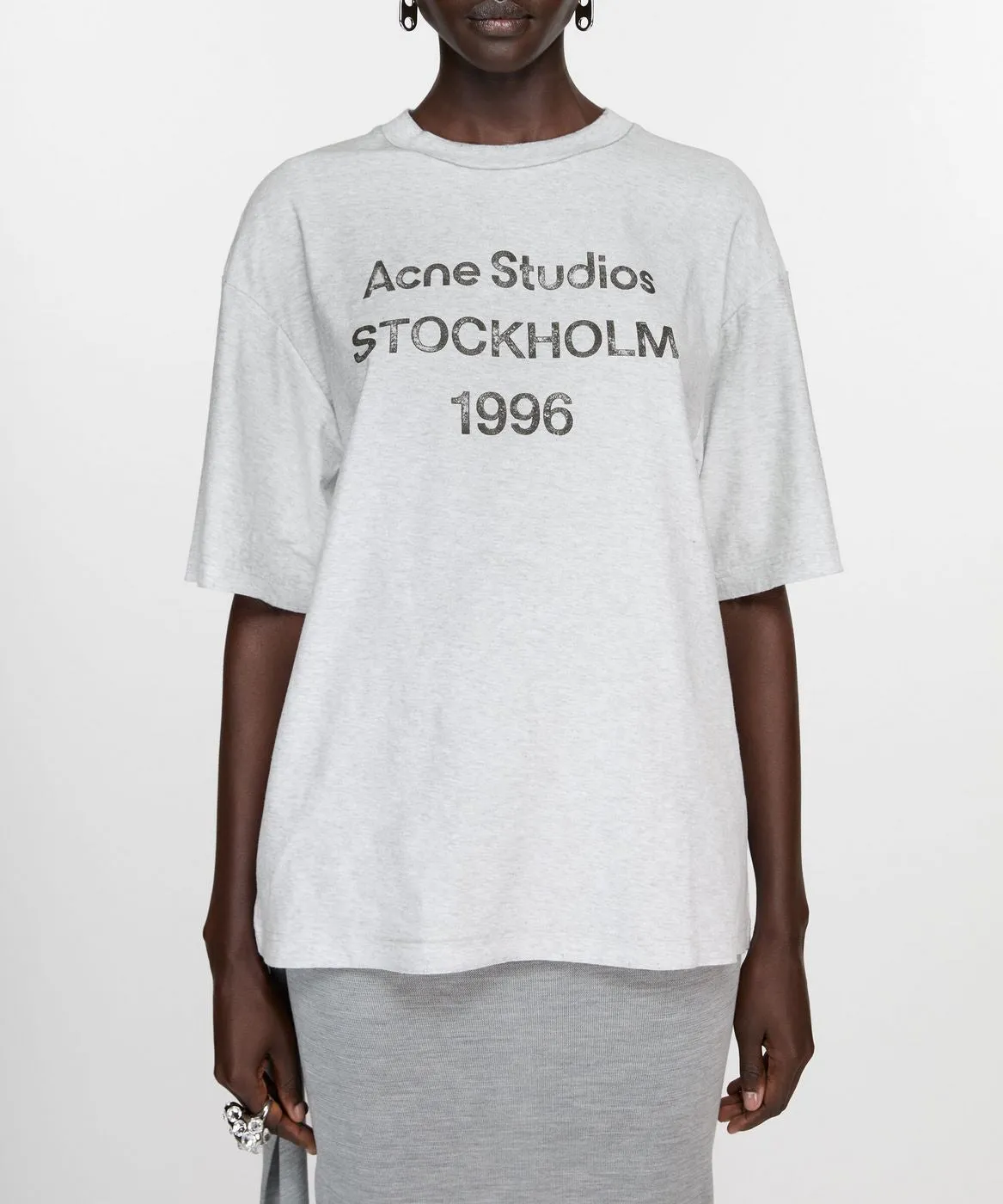 Acne Studios - T-Shirt Acne Stockholm - Gris Pâle Mélangé