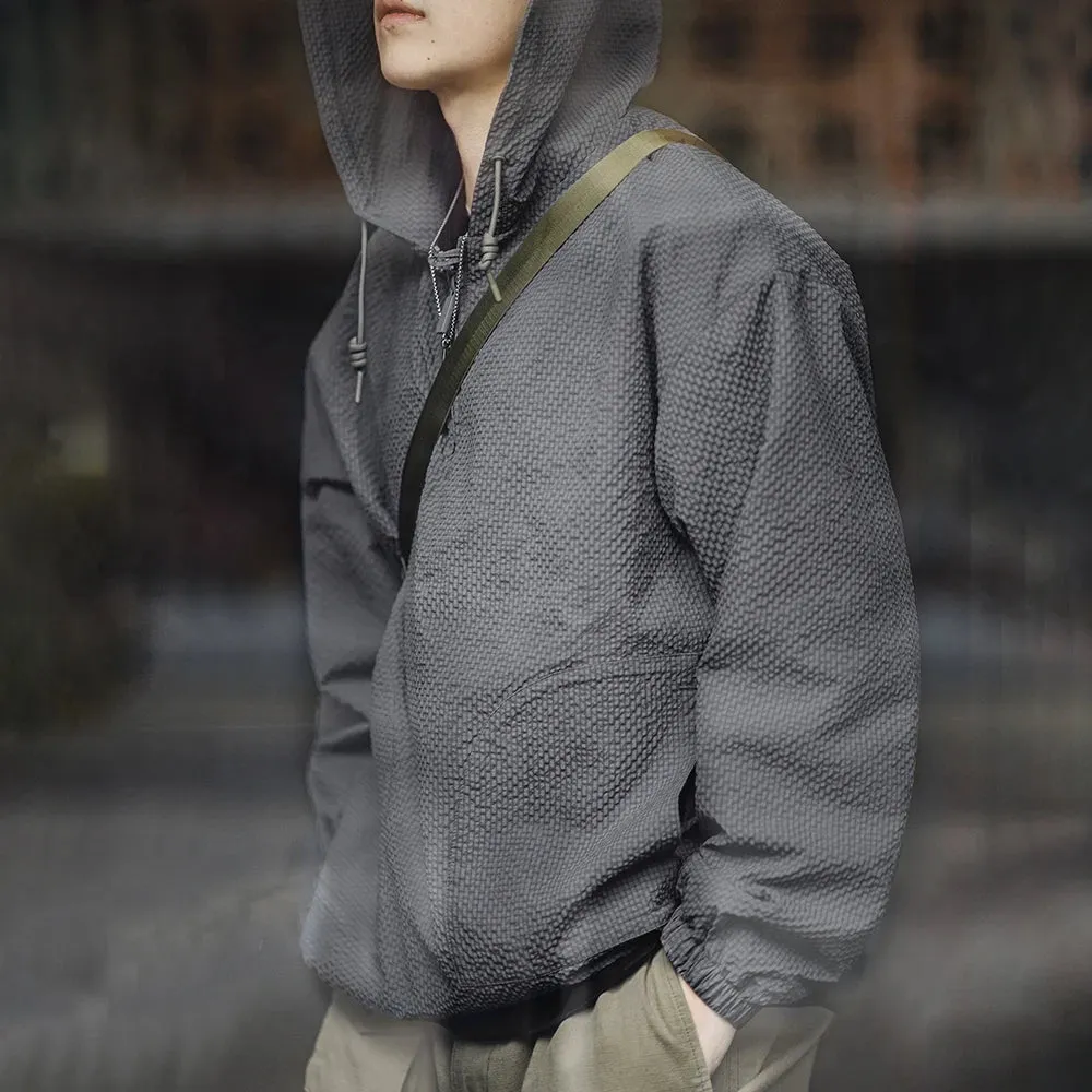 Aidase Men Casual Jacket Hooded Hoodies Spring and Autumn Pullover Hooded Jacket Solid Color Gray Clothing for Men Loose Comfort