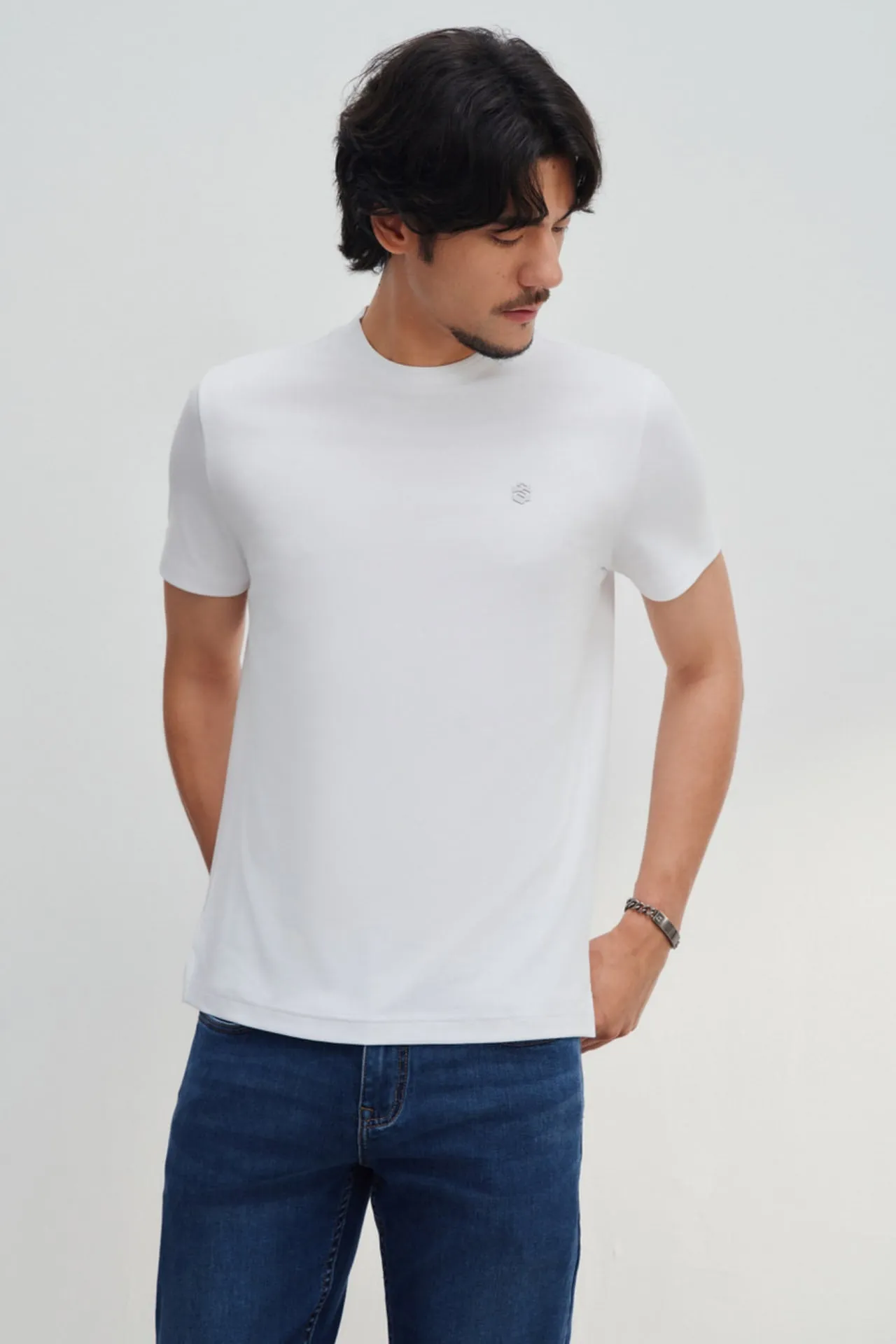 Aqua Soft Cotton Smart Fit Short Sleeve T-Shirt with Logo