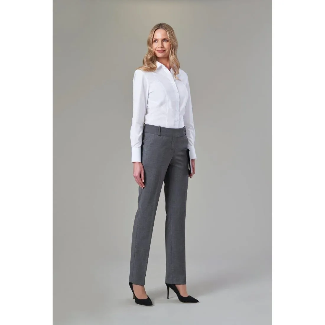 BA085-18 Brook Taverner Ladies Palena Long Sleeve Shirt White Size 18