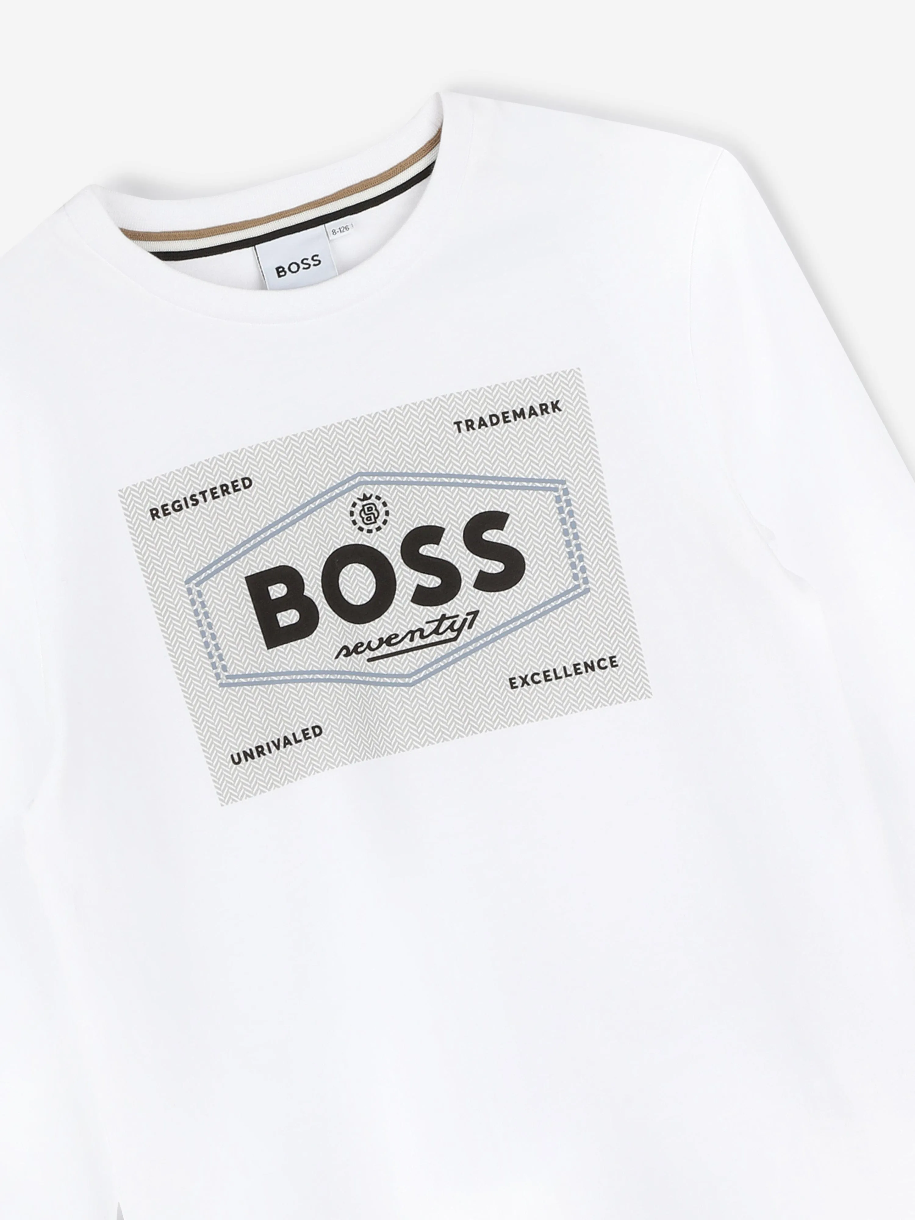 BOSS Boys Long Sleeve Logo T-Shirt in White