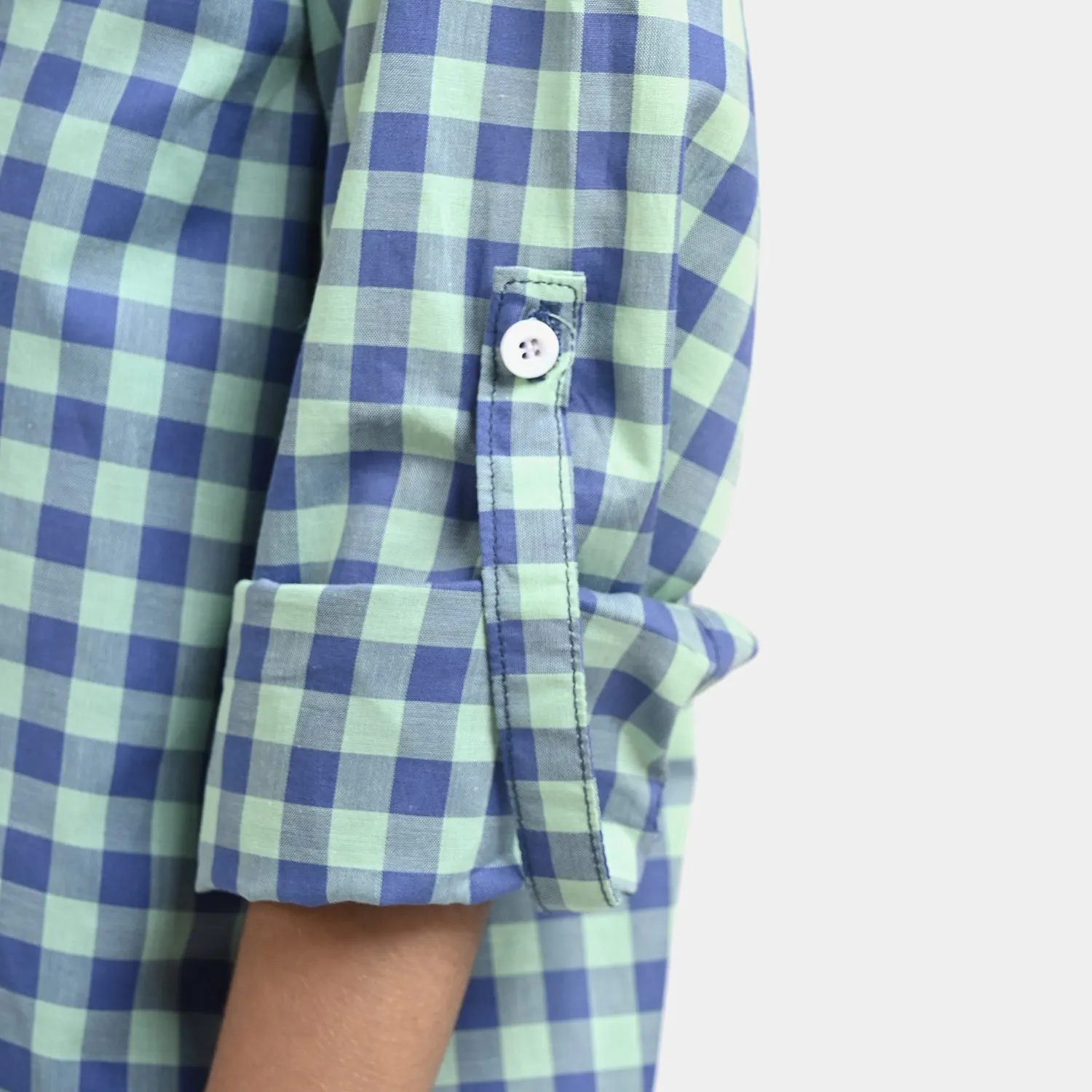 Boys Yarn Dyed Casual Shirt-L/Green