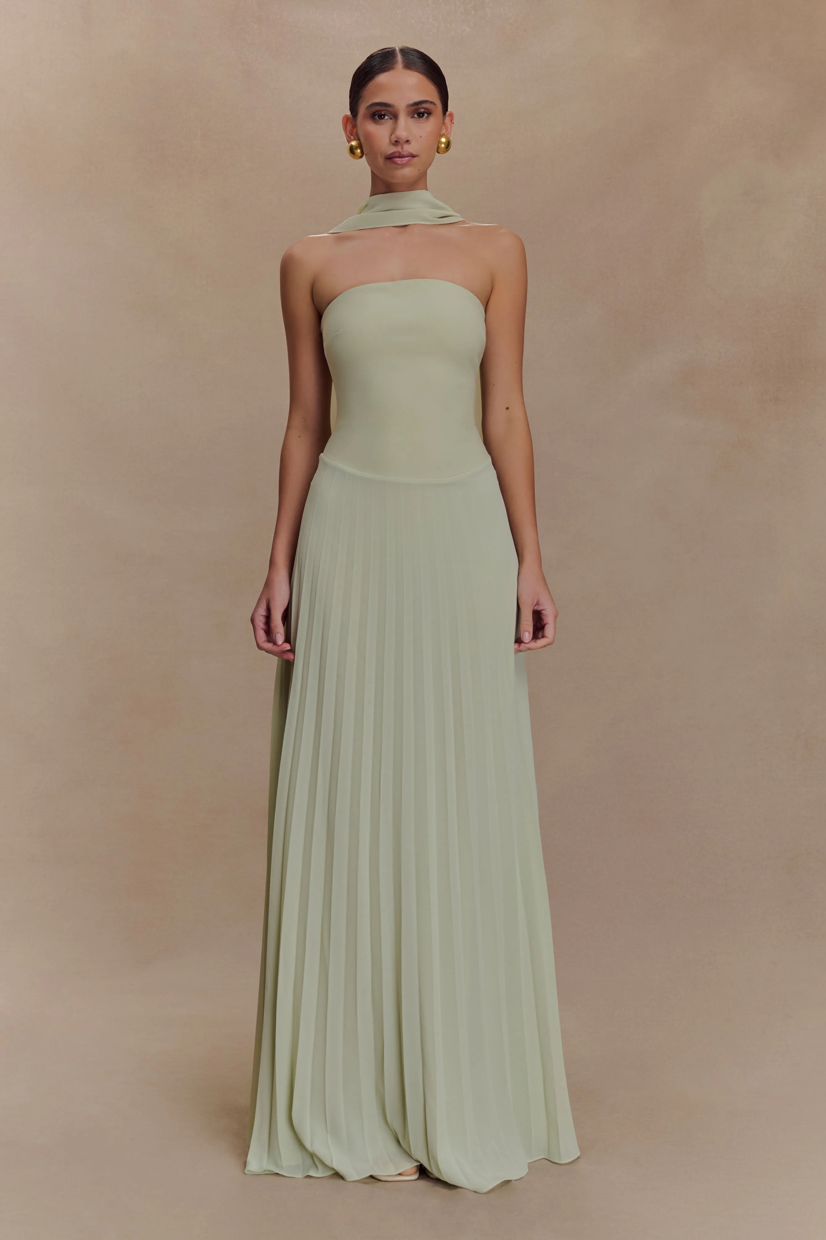 Caira Chiffon Scarf Maxi Dress - Sage