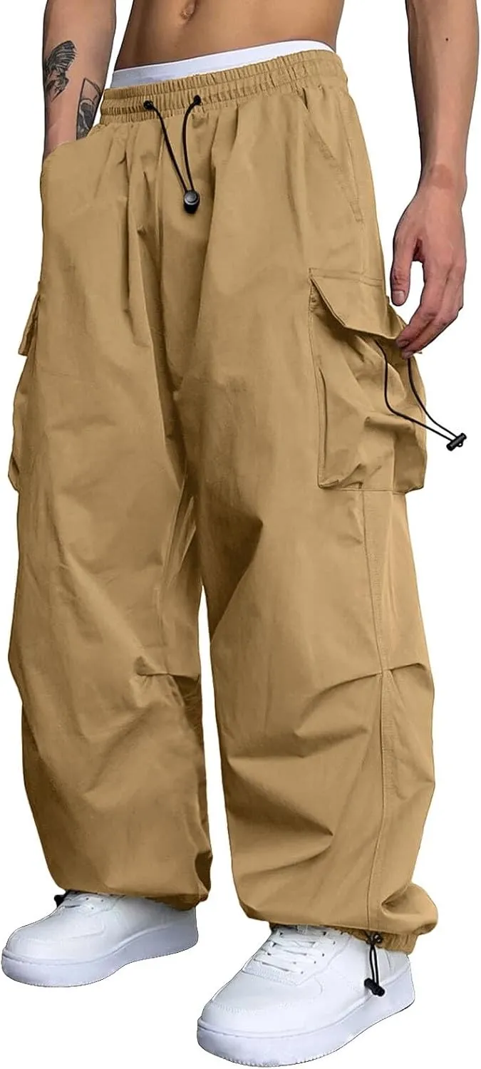 Cargo Pant for Men Casual Work Pant Elastic Waist Cotton Stretchy Track Pants with Pockets