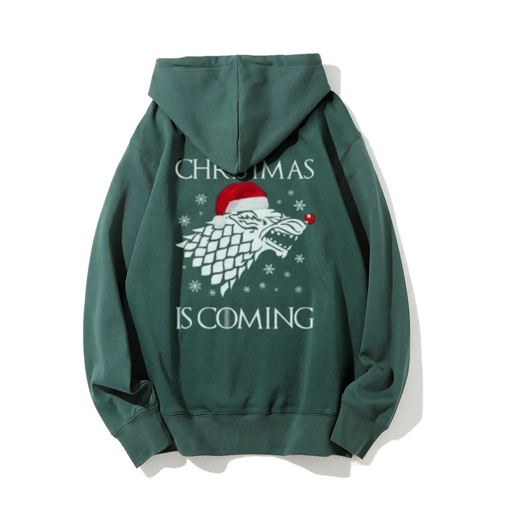 Christmas Is Coming Graphic Pullover With Kangaroo Pocket Hoodies