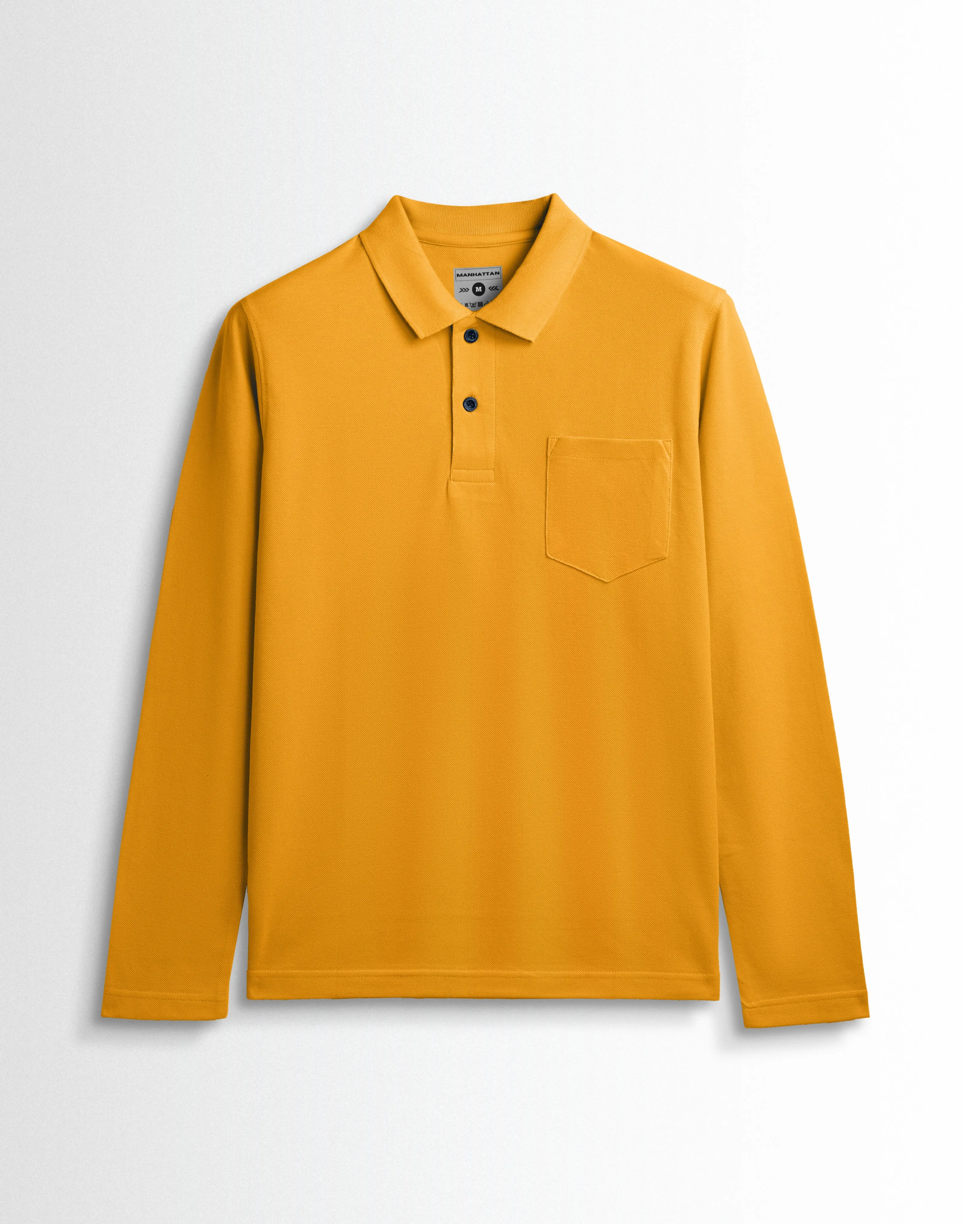 Cotton Polo Full Sleeve Unisex Pocket Golden Mustard