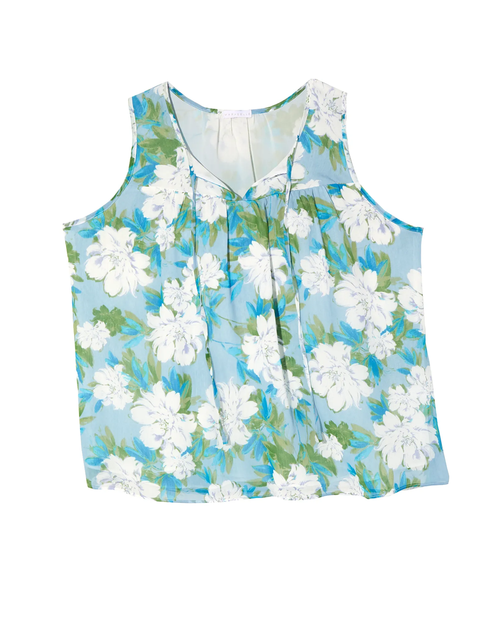 Delphine Sleeveless Top | Ivory / Azure Blue