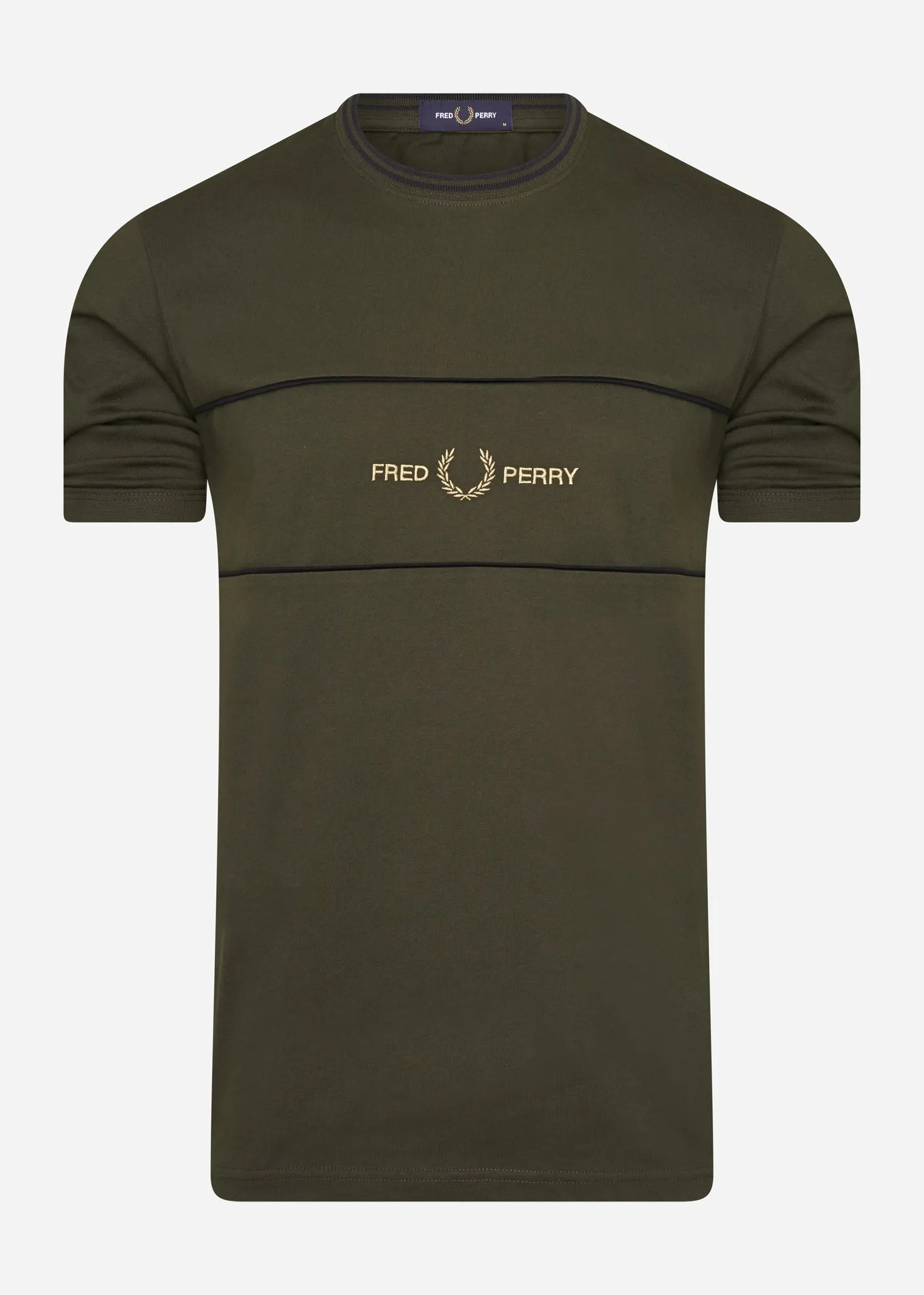 Embroidered panel t - hunting green