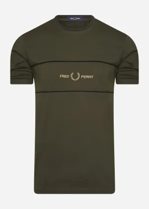 Embroidered panel t - hunting green