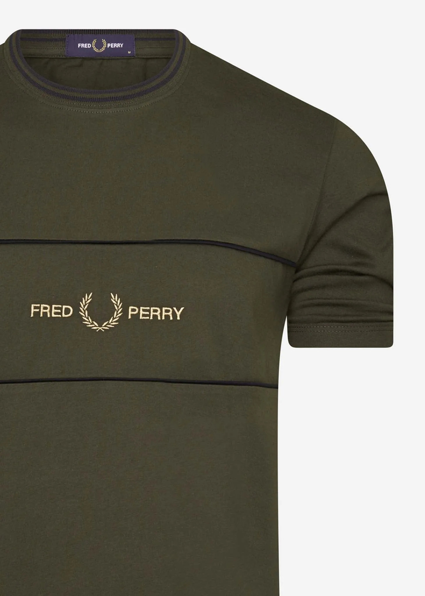 Embroidered panel t - hunting green