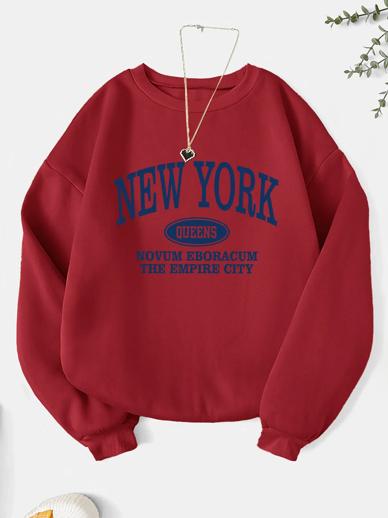 Fashion letter print sweatshirt crew neck casual sweatshirt for winter & fall women's clothing