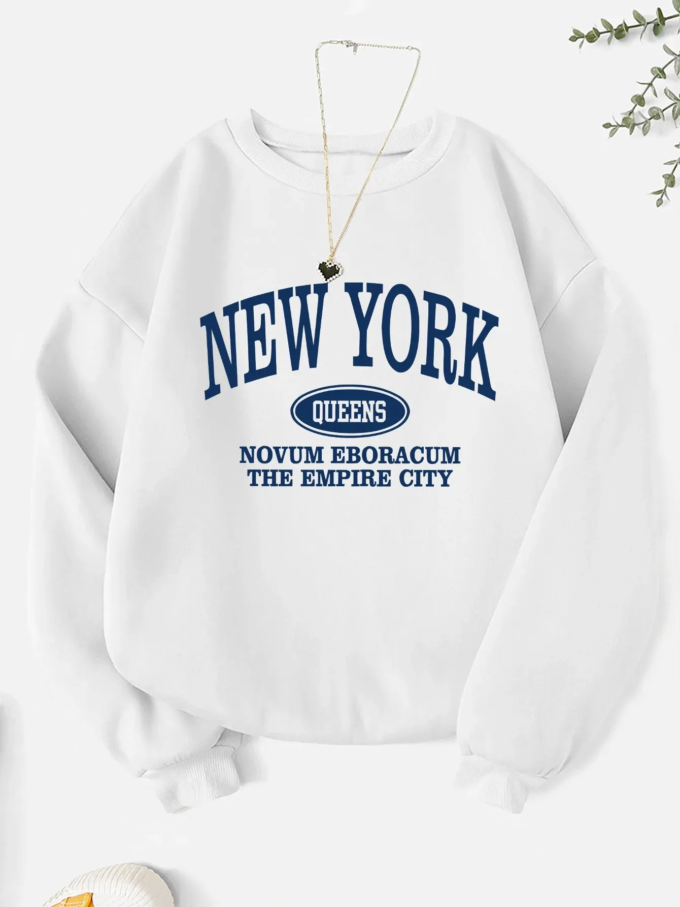 Fashion letter print sweatshirt crew neck casual sweatshirt for winter & fall women's clothing