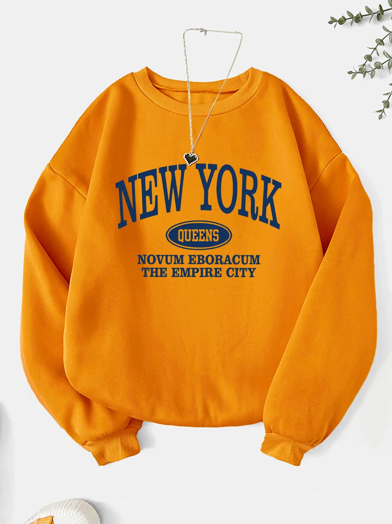 Fashion letter print sweatshirt crew neck casual sweatshirt for winter & fall women's clothing
