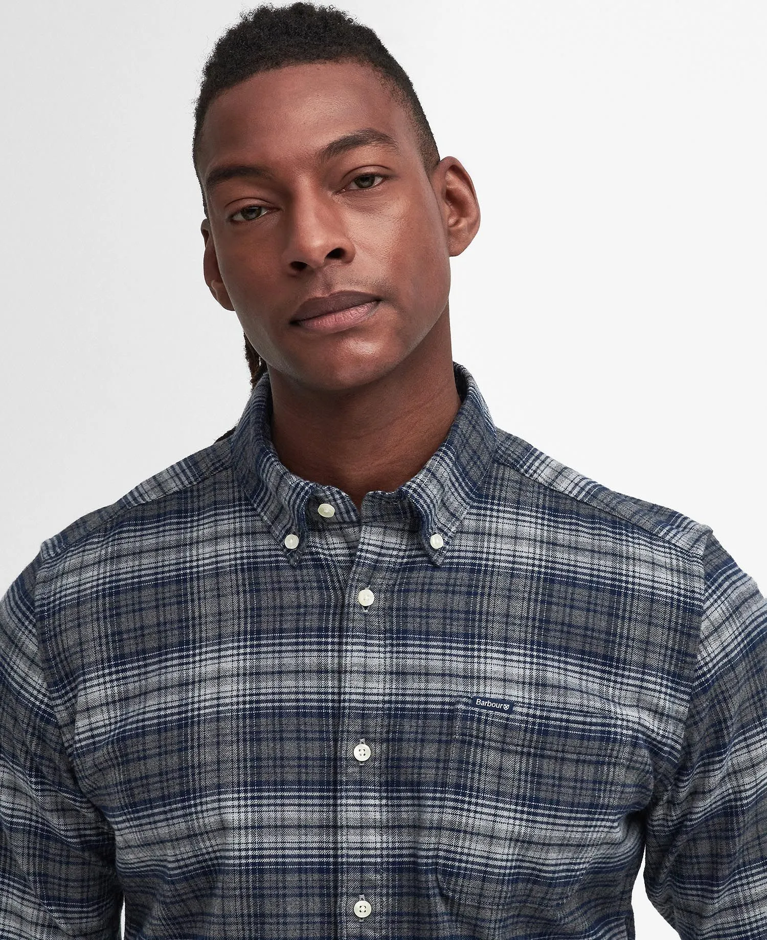 Forestfield Tailored Long Sleeved Shirt in Grey Marl by Barbour