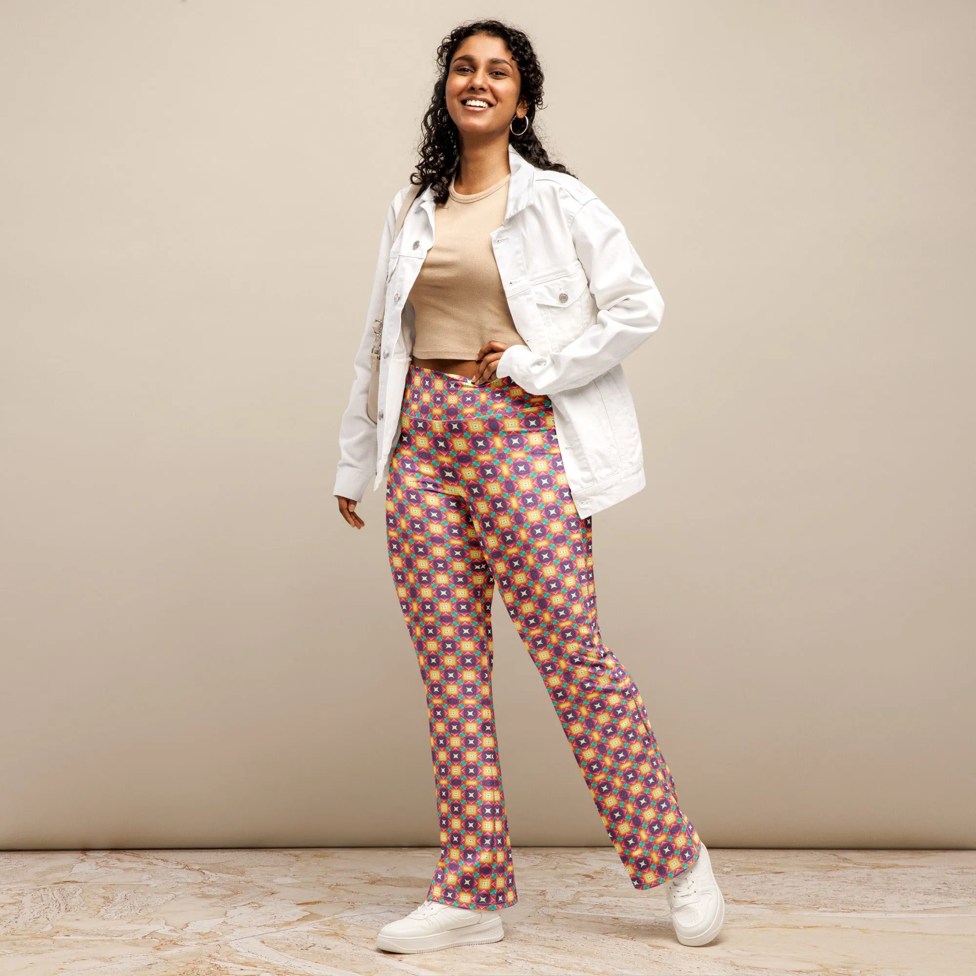 High-Rise Flared Leggings Pink Candy