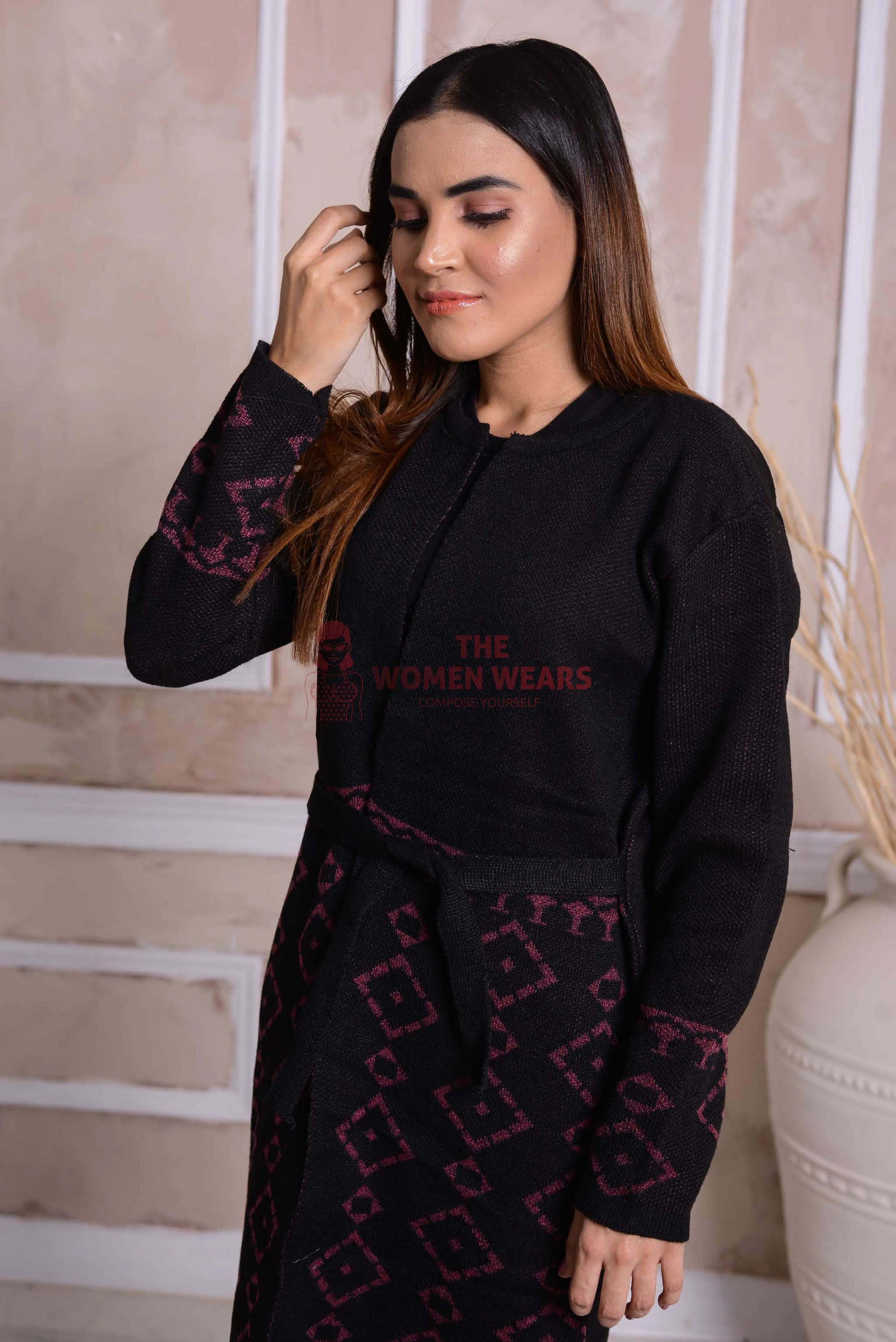 Imported Front Open Cinder Cozy Belted Cardigan Sweater - (CGN05)