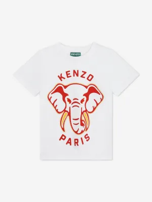 KENZO Boys Elephant Print T-Shirt in White