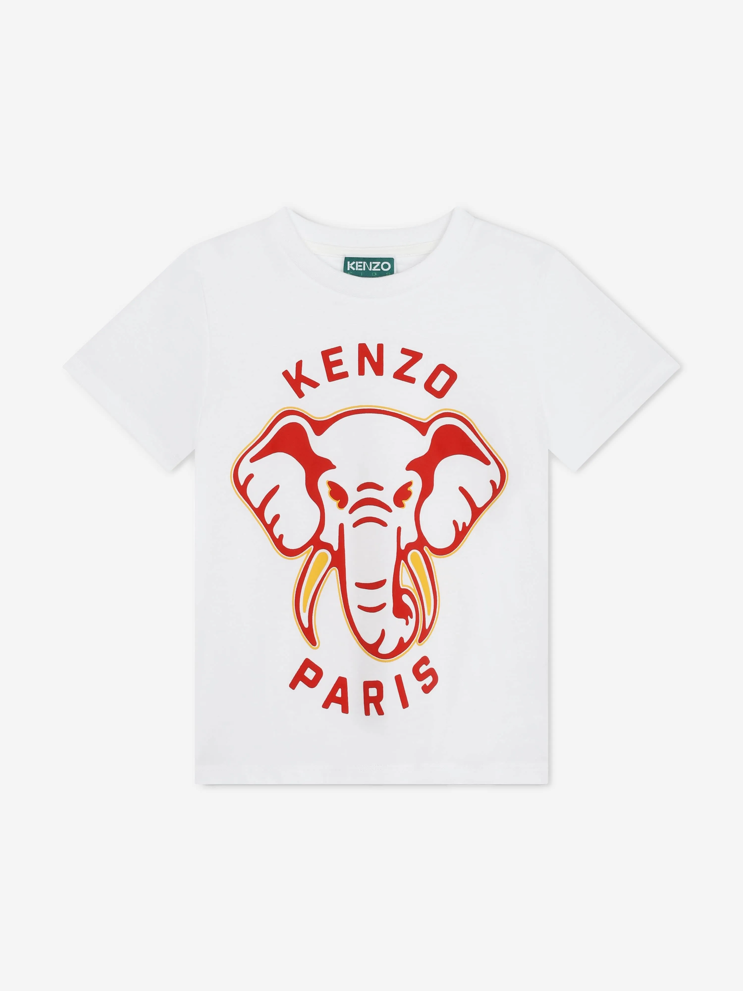 KENZO Boys Elephant Print T-Shirt in White