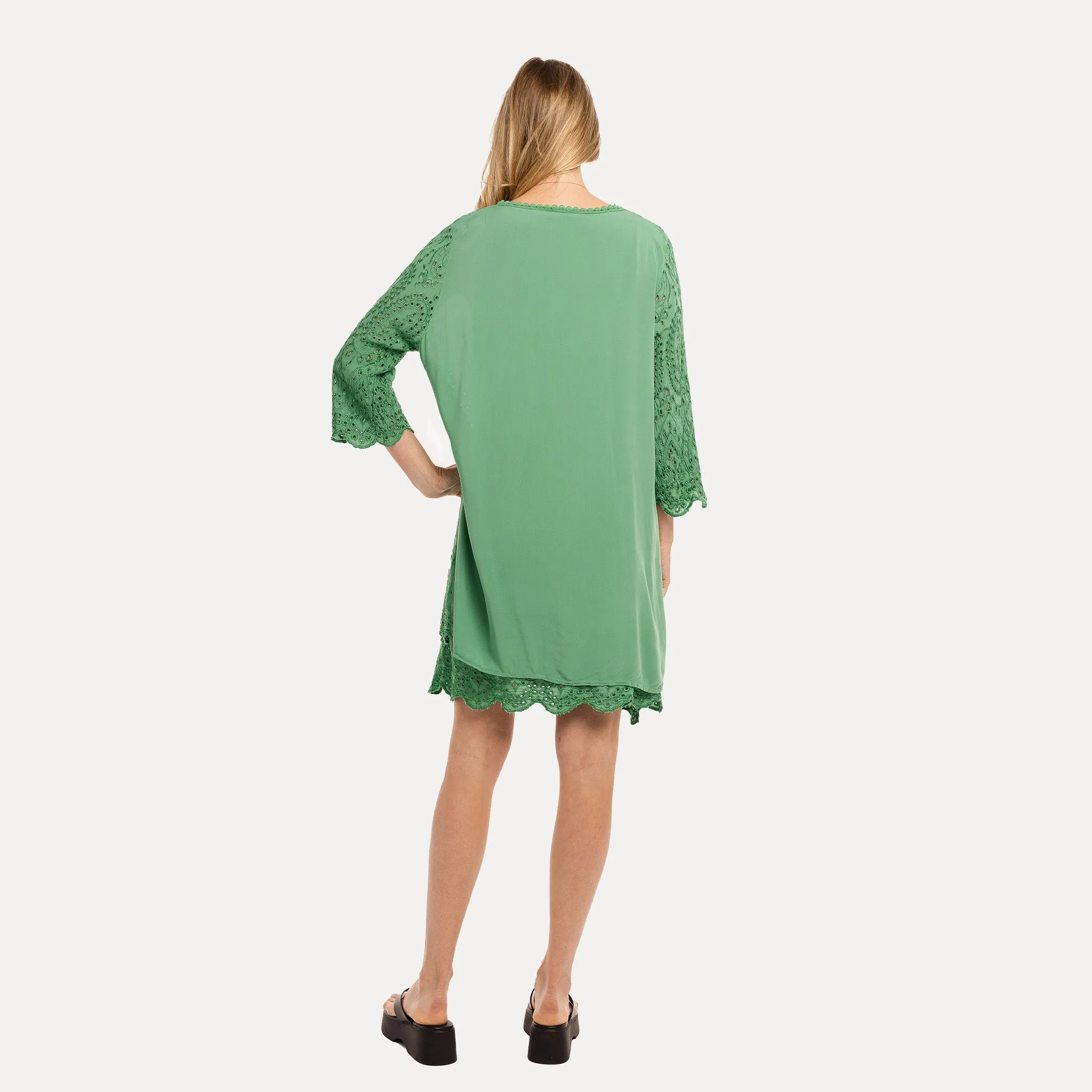 M Made in Italy  Women's Woven Three-Quarter Sleeve Cardigan