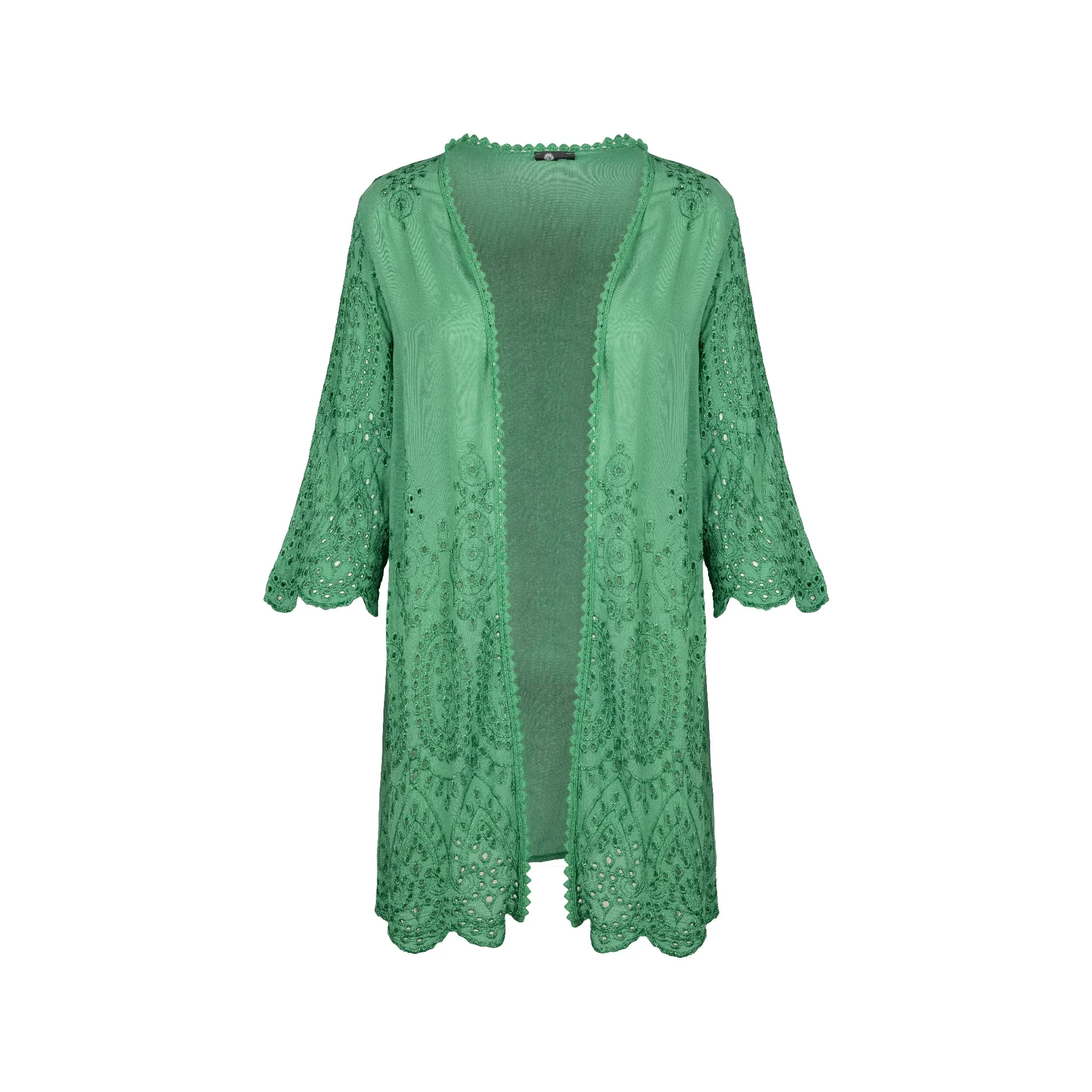 M Made in Italy  Women's Woven Three-Quarter Sleeve Cardigan