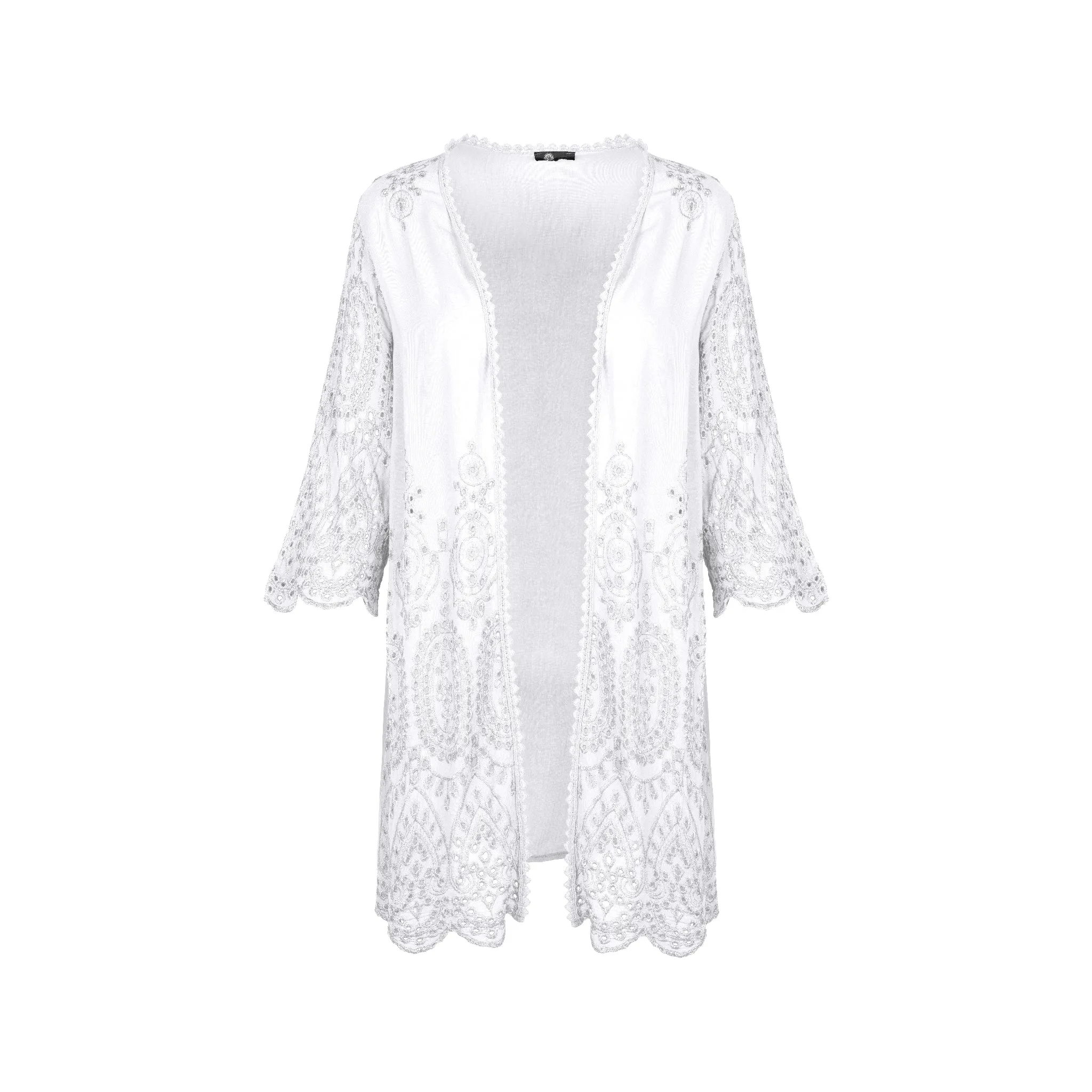 M Made in Italy  Women's Woven Three-Quarter Sleeve Cardigan