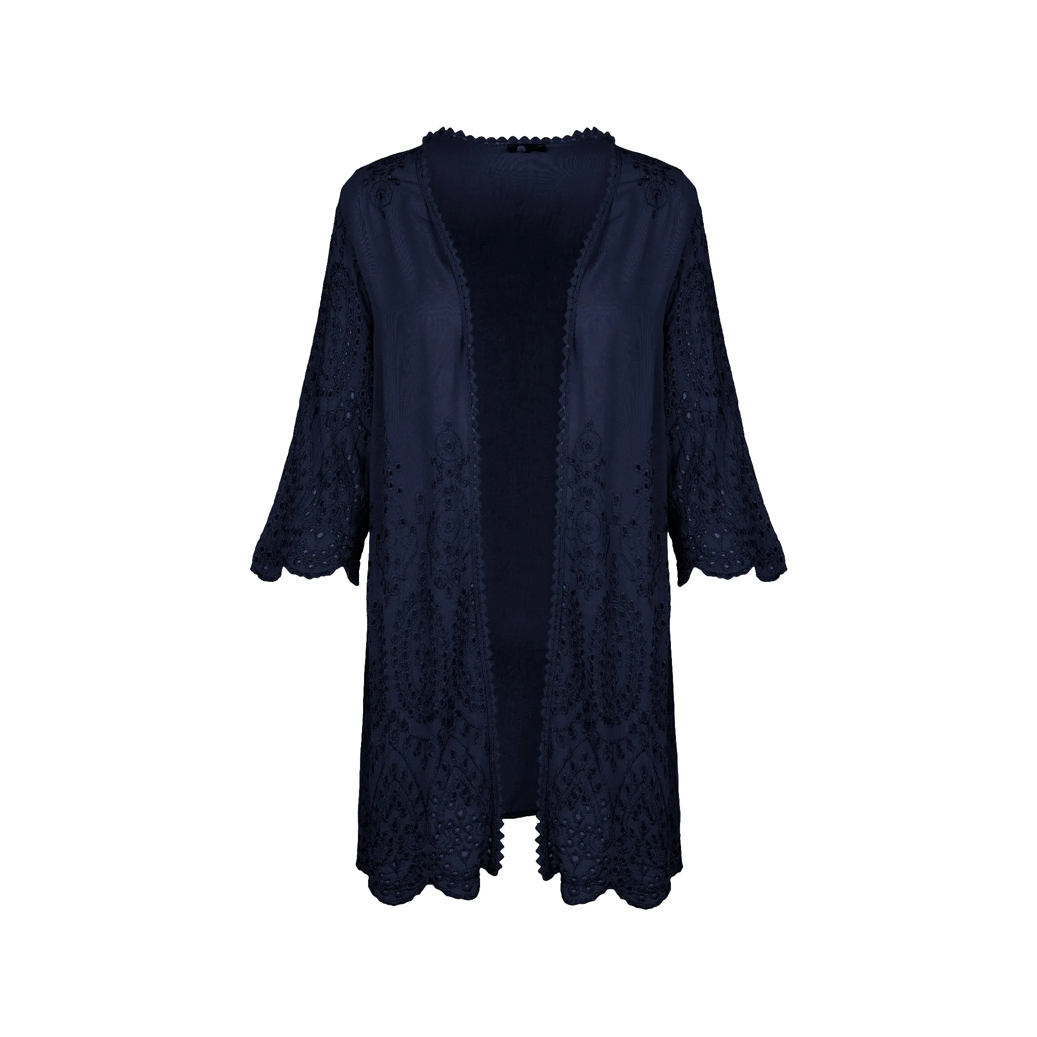 M Made in Italy  Women's Woven Three-Quarter Sleeve Cardigan