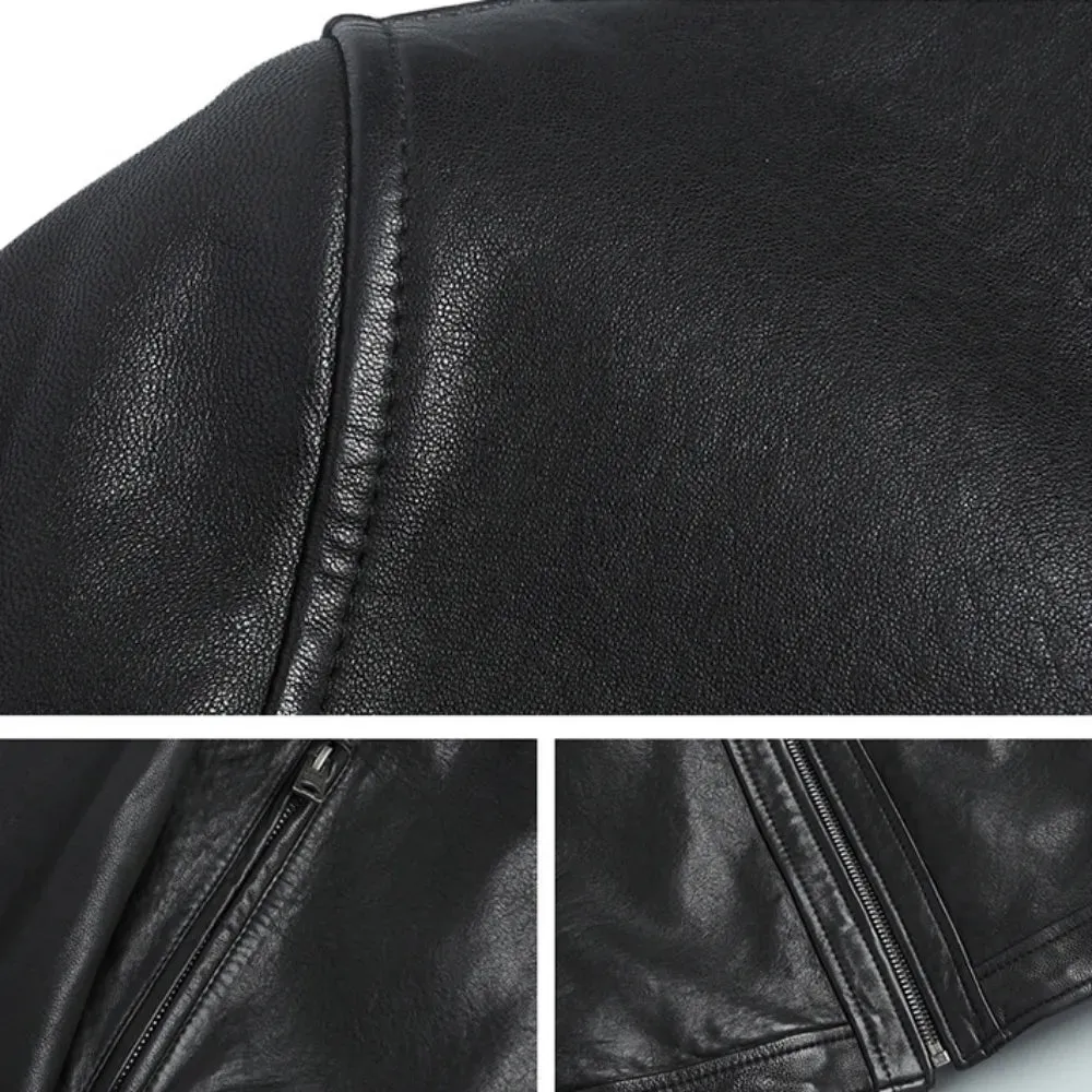 Men's Stand-up Collar Slim Leather Jacket