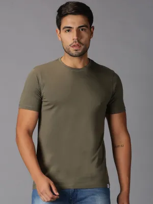 MEN'S SUPIMA COTTON GREEN SOLID SLIM FIT T.SHIRT