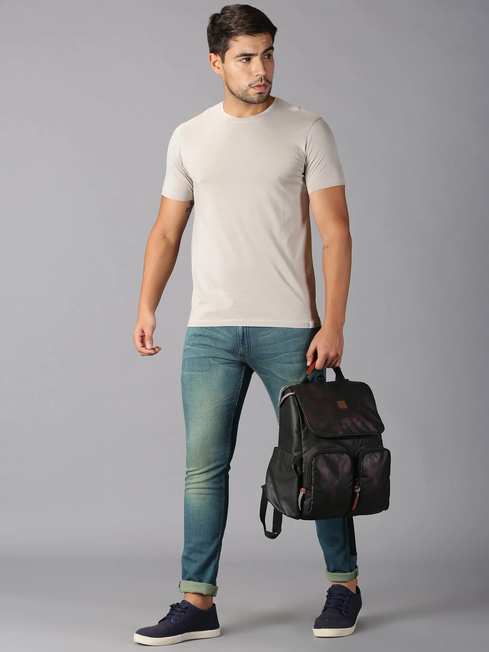 MEN'S SUPIMA COTTON STONE SOLID SLIM FIT T.SHIRT