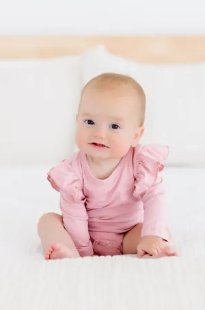 Mila & Rose Vintage Pink L/S Flutter Bodysuit