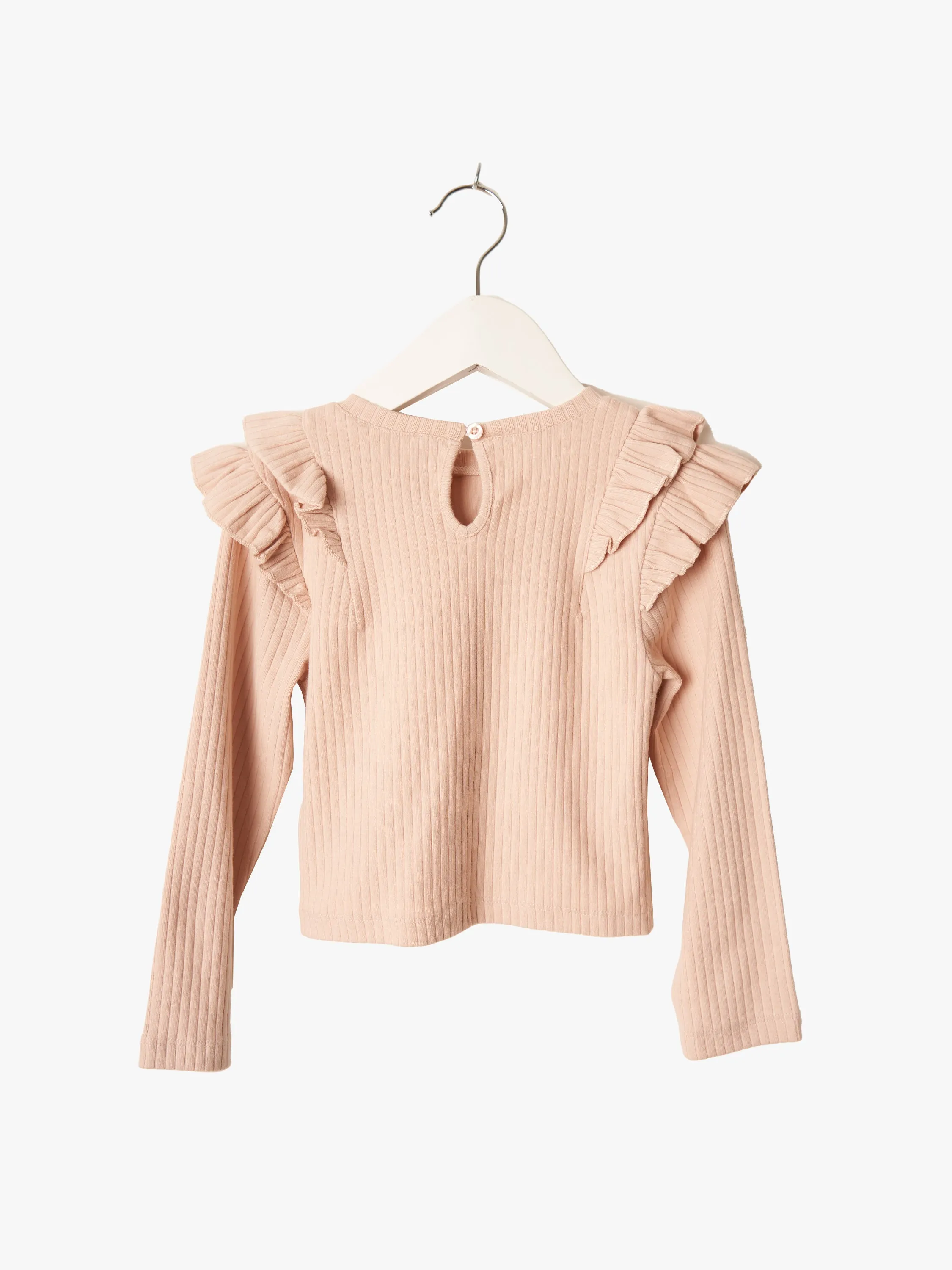 Mila Ruffle Shoulder Rib top