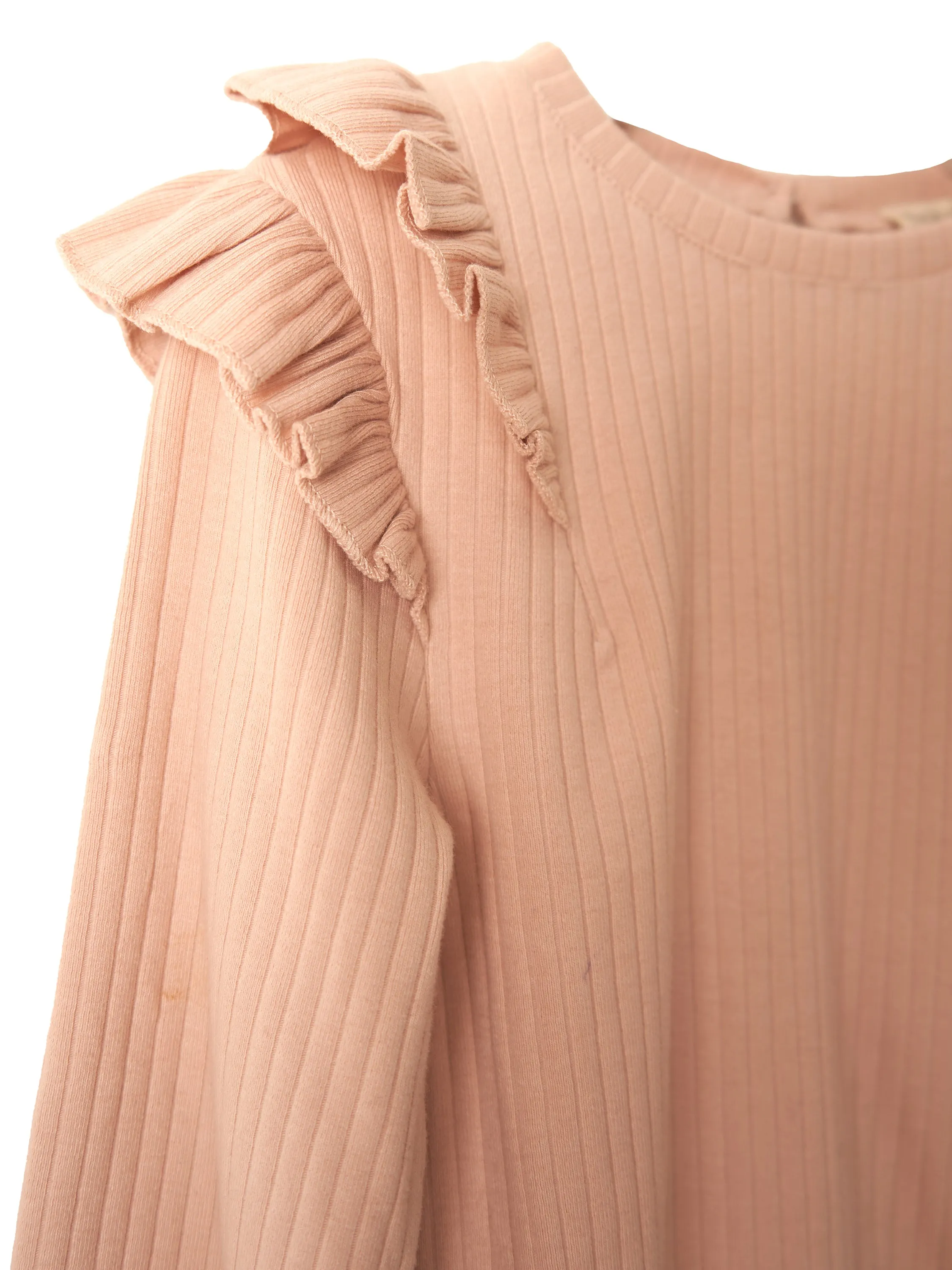 Mila Ruffle Shoulder Rib top