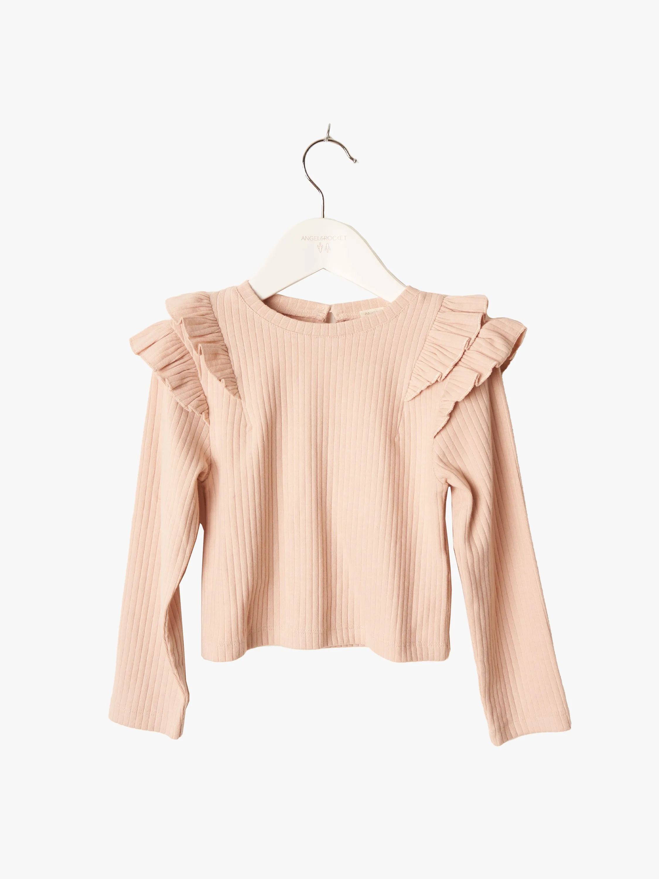 Mila Ruffle Shoulder Rib top