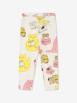 Mini Rodini Baby Girls Organic Cotton Cat Leggings In White