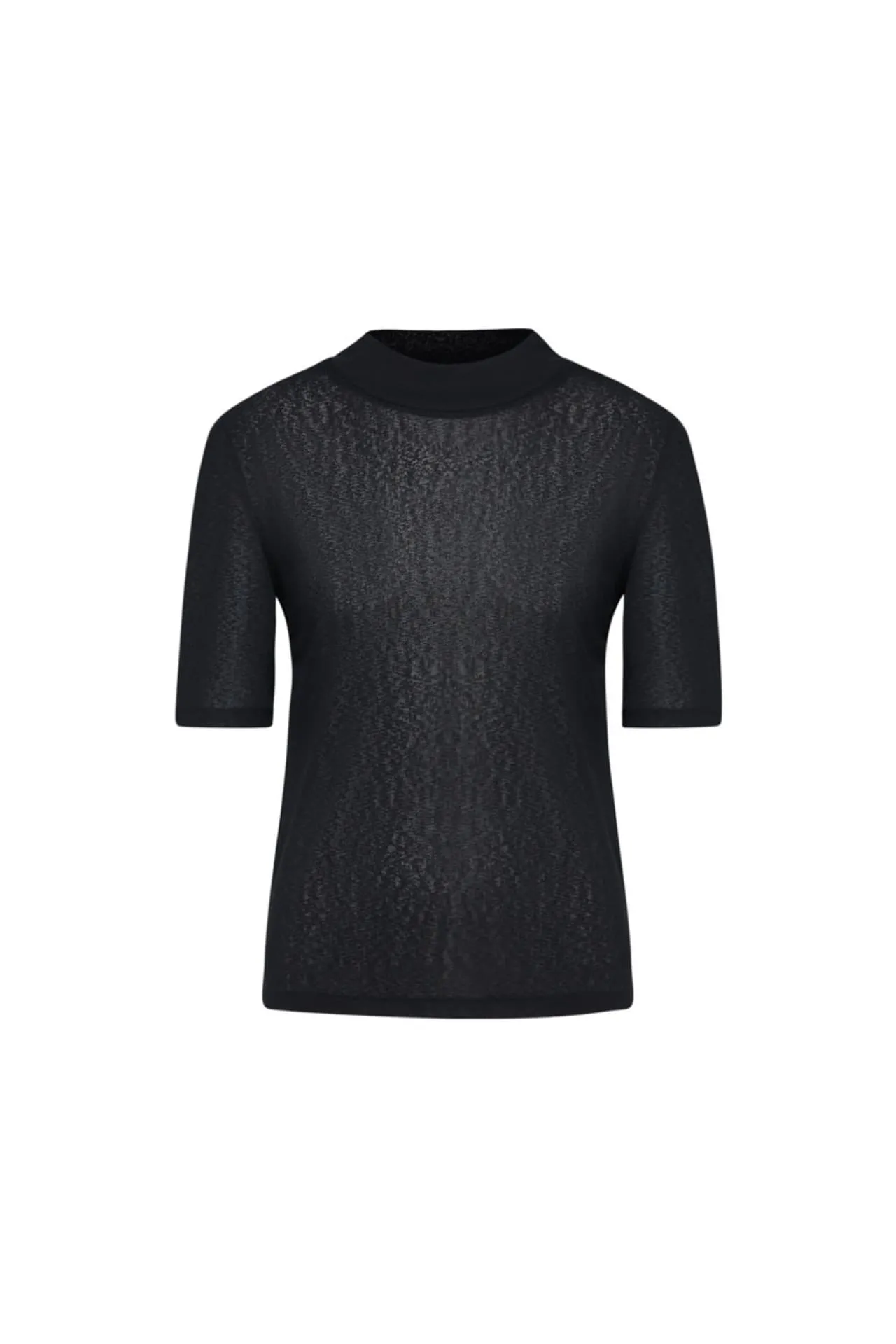Mock Neck Jacquard Short Sleeve Tee
