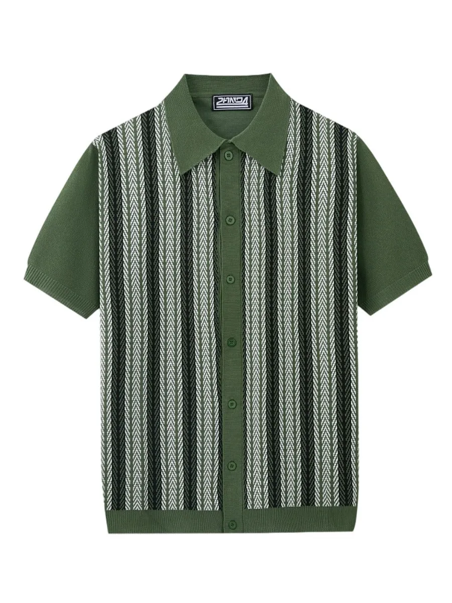 Open Knit Cuban Collar Shirt