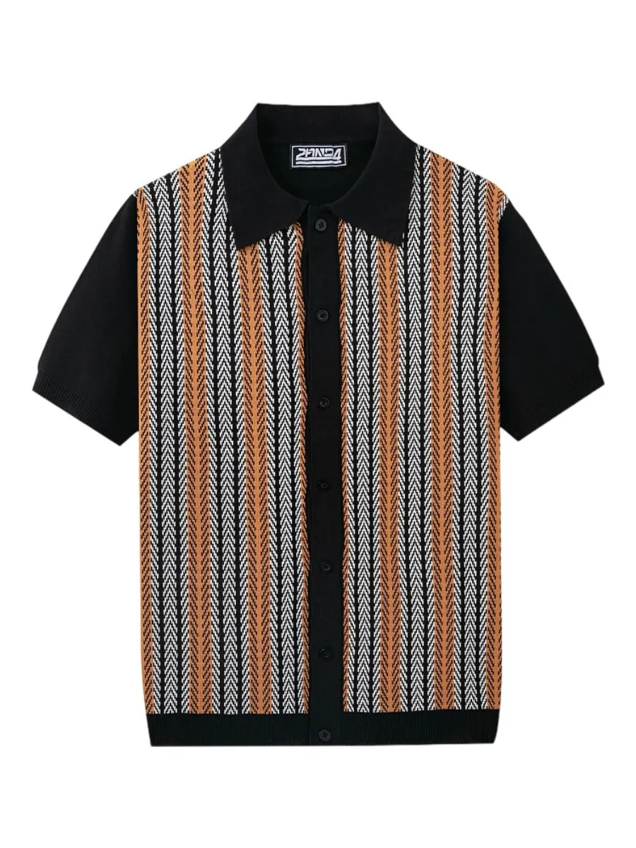 Open Knit Cuban Collar Shirt