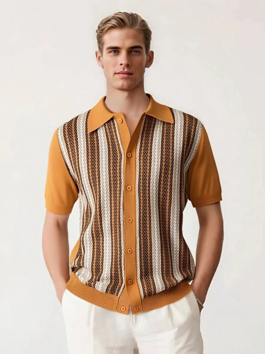 Open Knit Cuban Collar Shirt