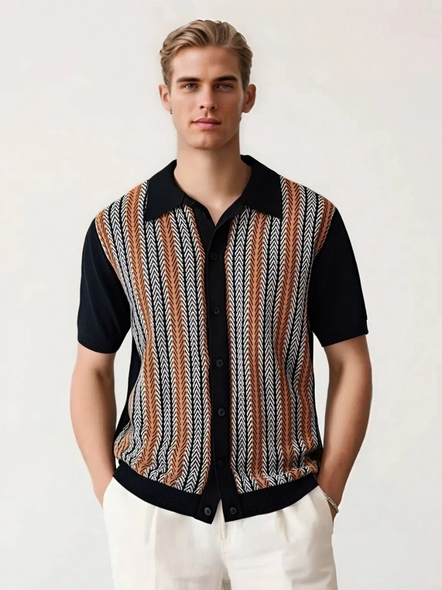 Open Knit Cuban Collar Shirt