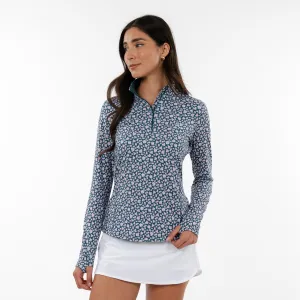 Pink Dogwood Performance Q-Zip | The Pink Dogwood - Rainforest Green