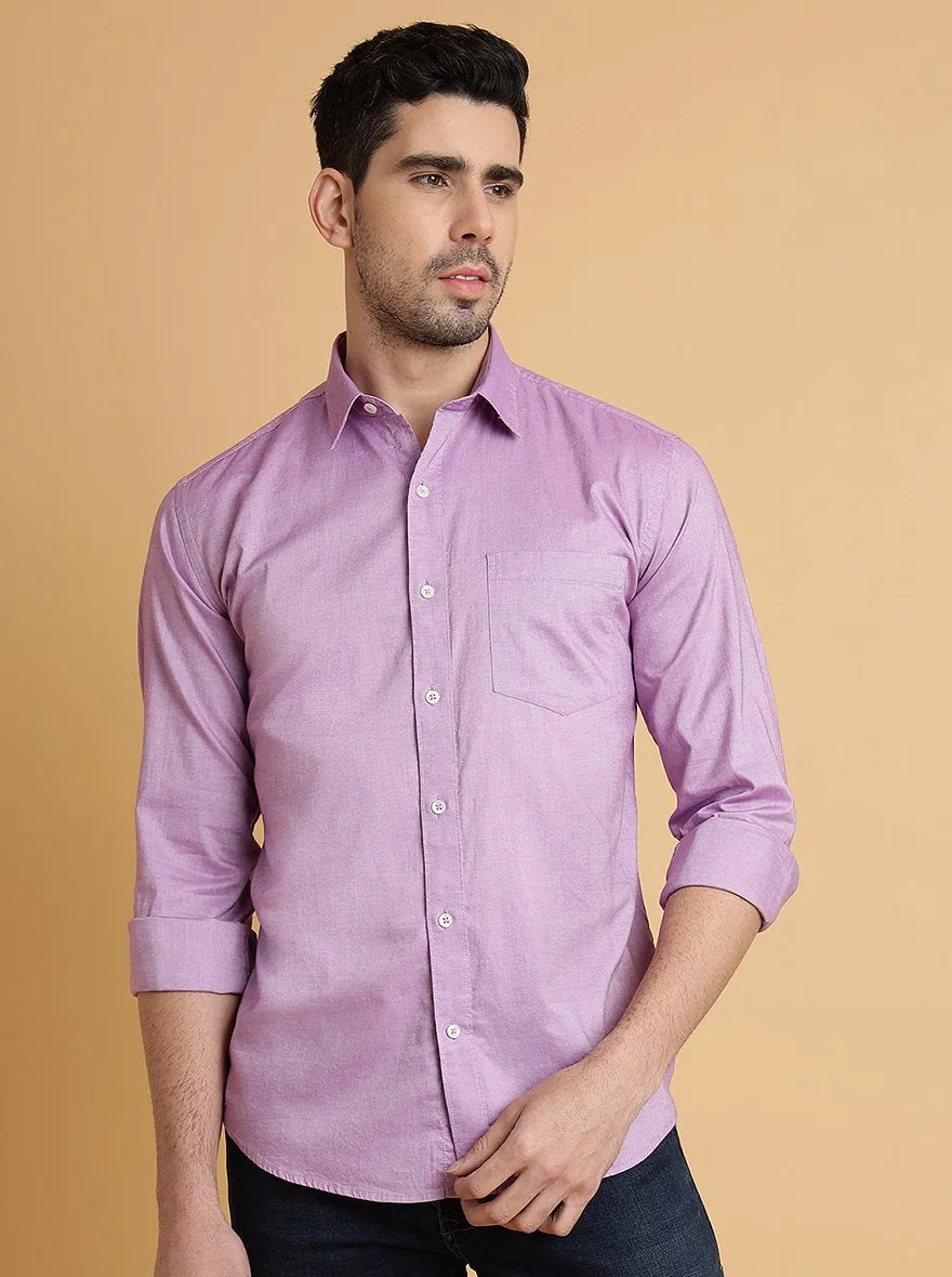Pink Solid Smart Fit Semi Casual Shirt | Greenfibre