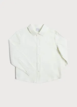 Polo Collar Long Sleeve Oxford Shirt in White (4-10yrs)