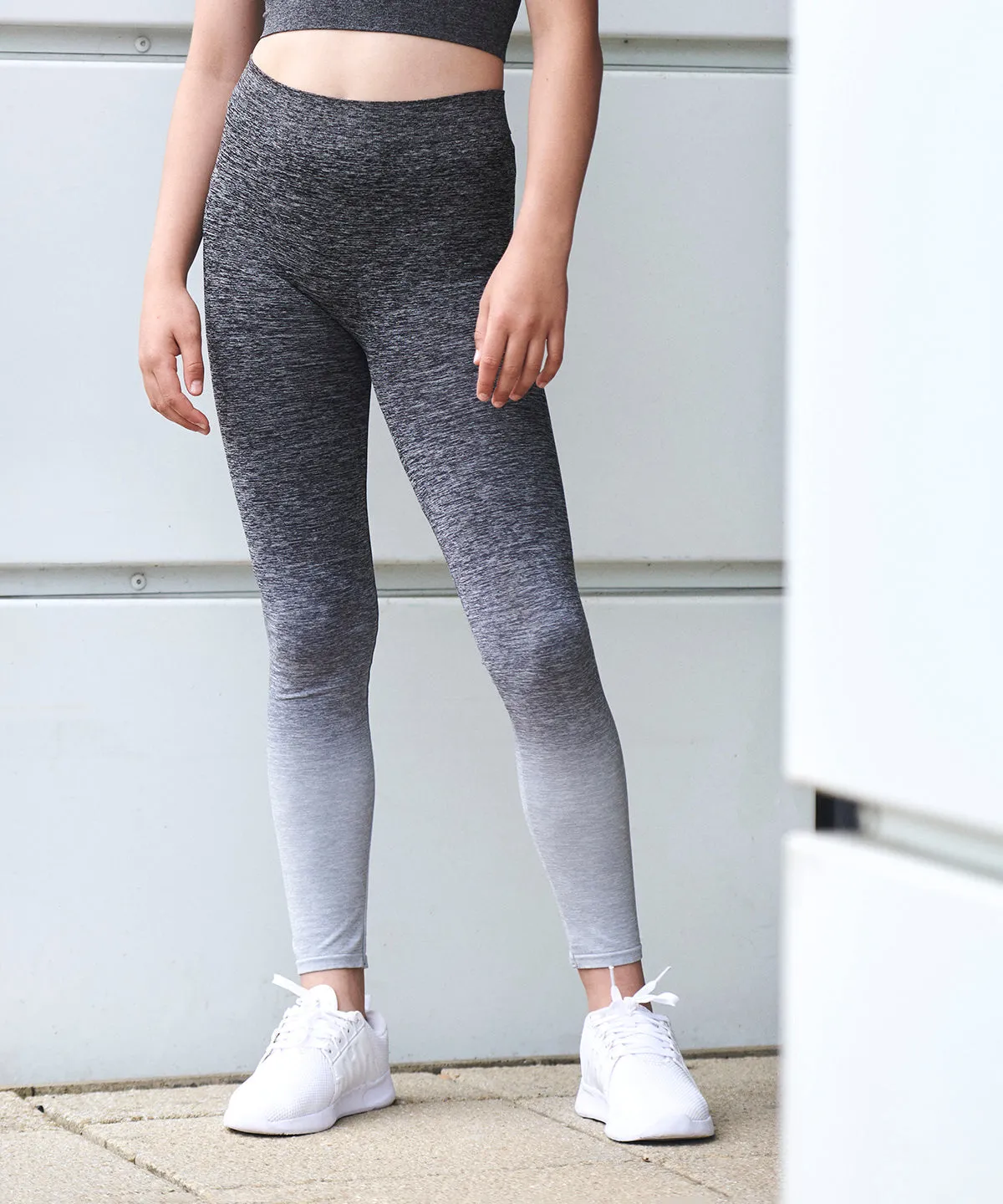 Purple/Light Grey Marl - Kids seamless fade-out leggings
