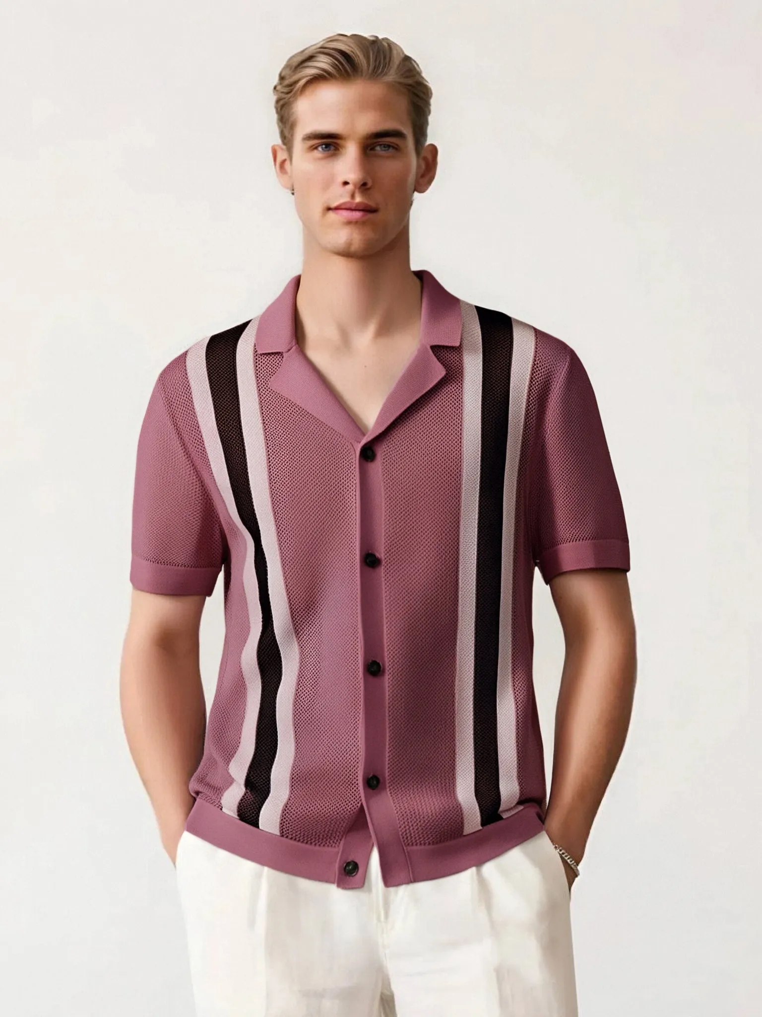 Retro Knit Short Sleeve Polo Shirt