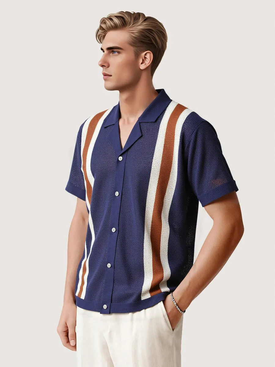 Retro Knit Short Sleeve Polo Shirt