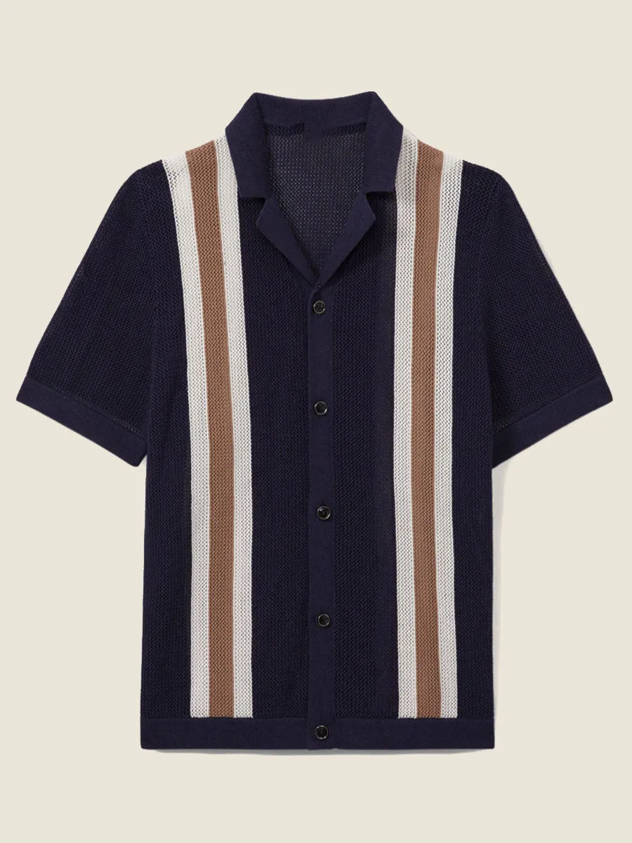 Retro Knit Short Sleeve Polo Shirt