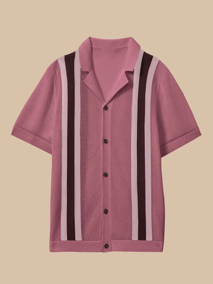 Retro Knit Short Sleeve Polo Shirt